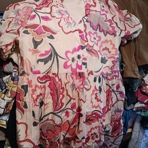 MSK Pink and Cream Floral Dress